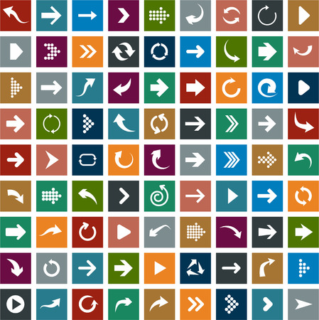 Vector illustration of plain square arrow icons. Flat design.のイラスト素材
