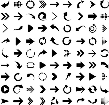 Vector illustration of black arrow icons. のイラスト素材