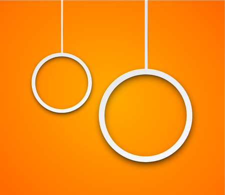 Vector abstract illustration of white paper speech bubbles on orange background. のイラスト素材