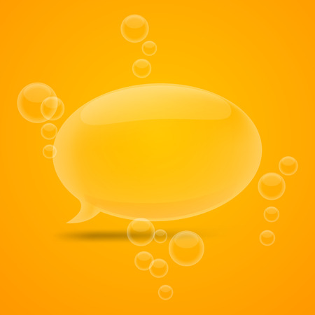 Vector abstract illustration of transparent speech bubbles on orange background. のイラスト素材