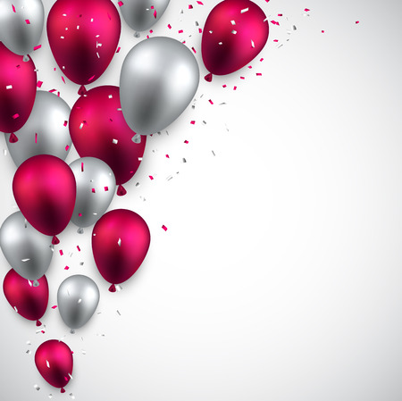 Celebration background with colorful balloons and confetti. Vector illustration. のイラスト素材