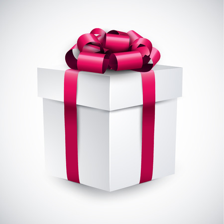 3d gift box with magenta bow. のイラスト素材