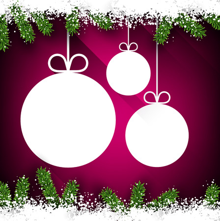 Christmas paper ball over magenta winter abstract background. のイラスト素材