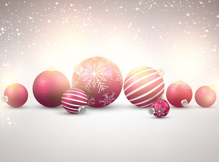 Winter background. Bright sparkles. Christmas magenta balls. のイラスト素材