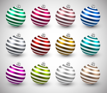 Color christmas balls on white surface. のイラスト素材
