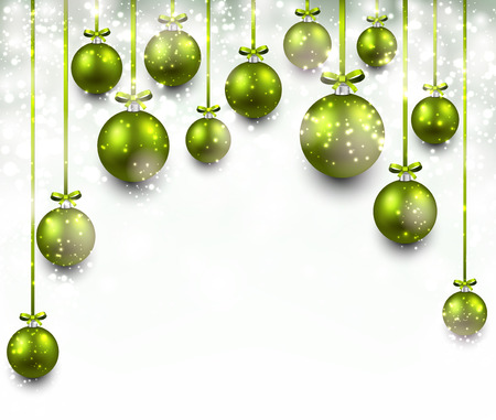 Abstract arc background with green christmas balls. Vector illustration. のイラスト素材