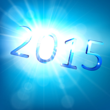 3d blue 2015 happy new year design. Vector illustration. のイラスト素材
