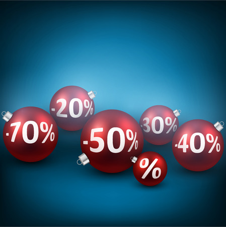 Set of blue sale christmas balls background. Vector illustration. のイラスト素材