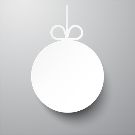 Single white paper christmas ball. Vector illustration. のイラスト素材