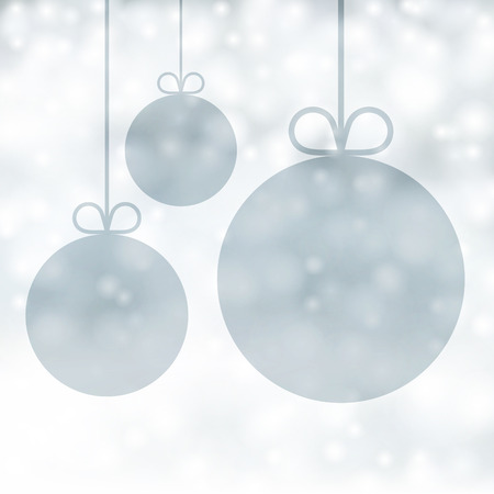 Silver defocused background with round christmas balls. Vector illustration.のイラスト素材