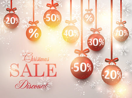 Set of sale christmas balls background. Vector illustration.のイラスト素材