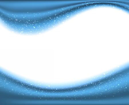 Christmas wavy frame background. Winter sparkles over blue silk textile. Vector eps10.のイラスト素材