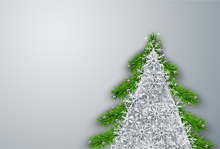 Christmas tree with green fir branches. Vector illustration.のイラスト素材