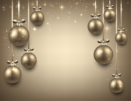 Abstract background with golden christmas balls. Vector illustration.のイラスト素材