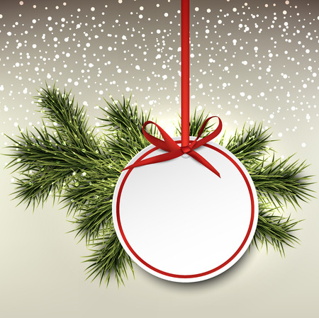 Christmas paper card. Winter background with spruce twigs. Vector illustration.のイラスト素材