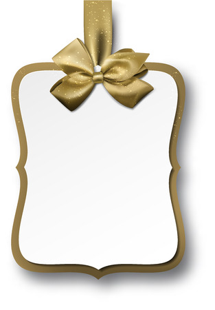 Christmas gift card with golden bow. Vector illustration.のイラスト素材