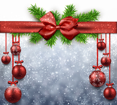 Red christmas balls background. Vector illustration.のイラスト素材