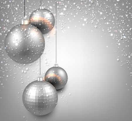 Abstract background with silver christmas balls. Vector illustration.のイラスト素材