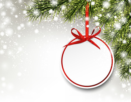 Christmas paper card. Winter background with spruce twigs. Vector illustration.のイラスト素材