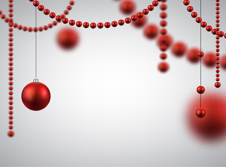 Abstract background with red christmas defocused baubles. Vector illustration.のイラスト素材