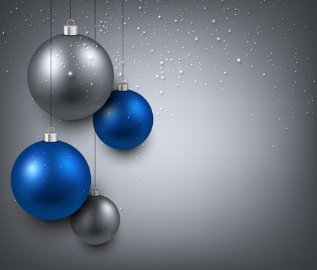 Abstract background with blue christmas balls. Vector illustration.のイラスト素材