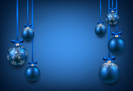 Abstract background with blue christmas balls. Vector illustration.のイラスト素材