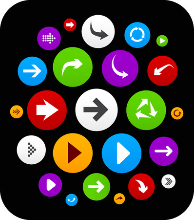 Cloud collection of round flat modern arrow icons. Vector illustration.のイラスト素材