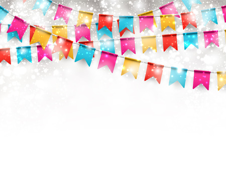 Celebrate banner Party flags with confetti.のイラスト素材