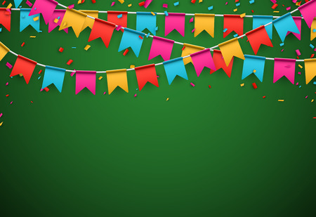 Celebrate banner Party flags with confetti.のイラスト素材