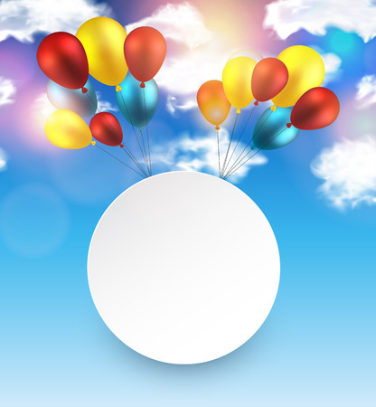 Celebration frame background with colorful balloons. Vector illustration.のイラスト素材