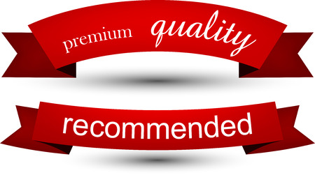 Set of red banners and ribbons. Vector illustration.のイラスト素材