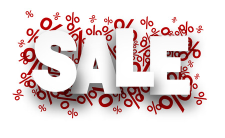 Sale paper note background over percent signs. Promotion coupon. Vector illustration.のイラスト素材