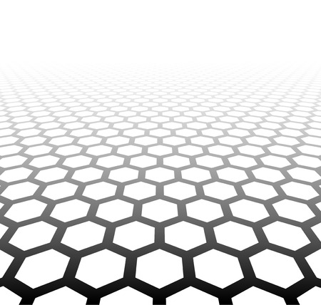 Perspective grid hexagonal surface. Vector illustration.のイラスト素材