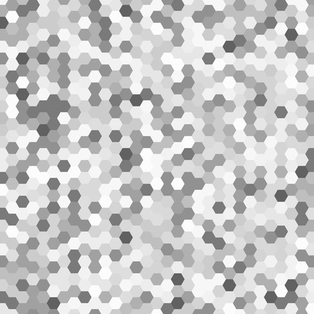 Grainy pattern composed of grey hexagones. Honeycomb vector background.のイラスト素材