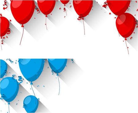 Celebration backgrounds with flat balloons and confetti. Vector illustration.のイラスト素材