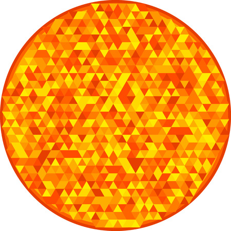 Round sun pattern composed of orange triangles. Vector background.のイラスト素材