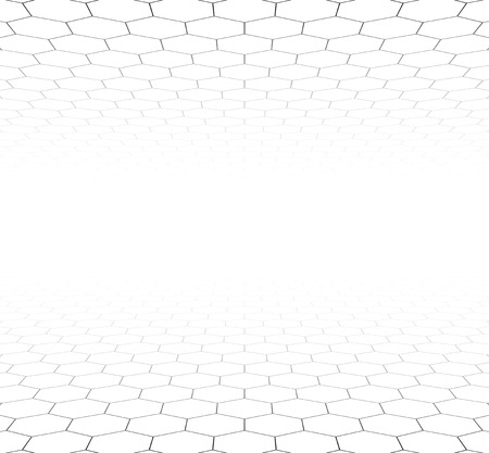 Perspective grid hexagonal surface. Vector illustration.のイラスト素材