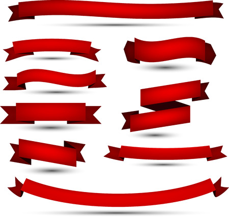 Set of red banners and ribbons. Vector illustration.のイラスト素材