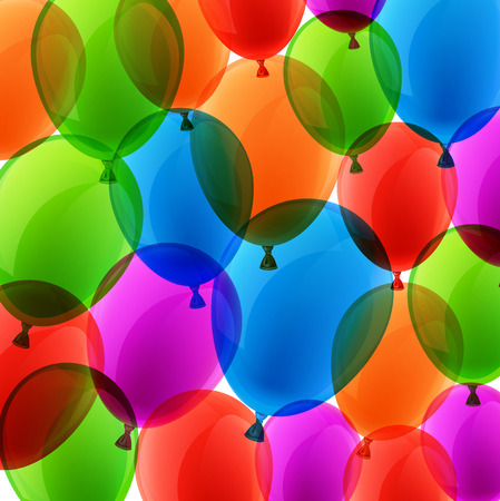 Celebration colorful background with balloons and confetti. Vector illustration.のイラスト素材