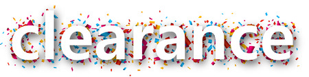 White clearance sale sign over confetti background. Vector holiday illustration.のイラスト素材