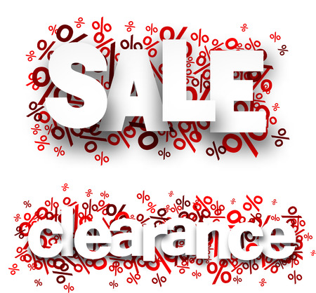 Clearance paper note background over percent signs. Promotion coupon. Vector illustration.のイラスト素材