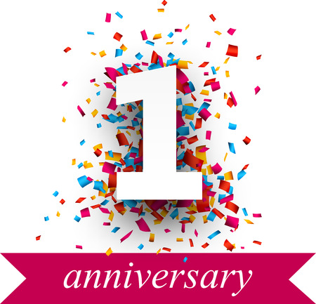 One paper sign over confetti. holiday anniversary illustration. One paper sign over confetti. holiday anniversary illustration.