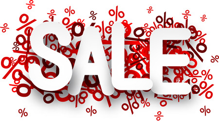 Sale paper note background over percent signs. Promotion coupon. Vector illustration.のイラスト素材
