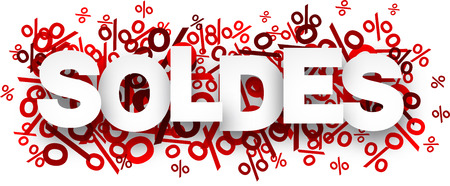 Soldes paper note background over percent signs. Promotion coupon. Vector illustration.のイラスト素材