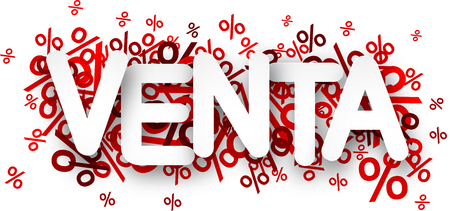 Venta paper note background over percent signs. Promotion coupon. Vector illustration.のイラスト素材