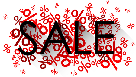 Sale black word over percent signs. Promotion coupon. Vector illustration.のイラスト素材