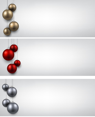 Abstract banners with color christmas balls. Vector illustration.のイラスト素材