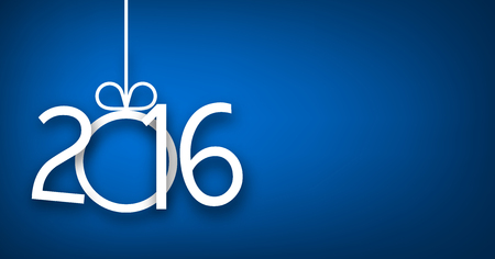 Single paper christmas ball with 2016 new year. Vector blue banner.のイラスト素材