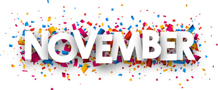 November sign with colour confetti.のイラスト素材