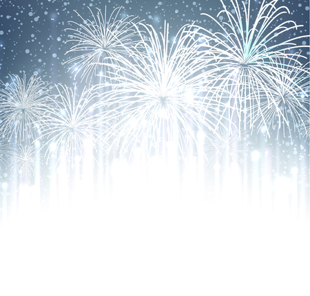 Festive xmas firework background. Vector illustration.